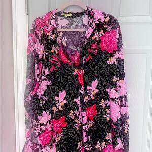 Tell Your Friends Chic Floral Button-Up Top